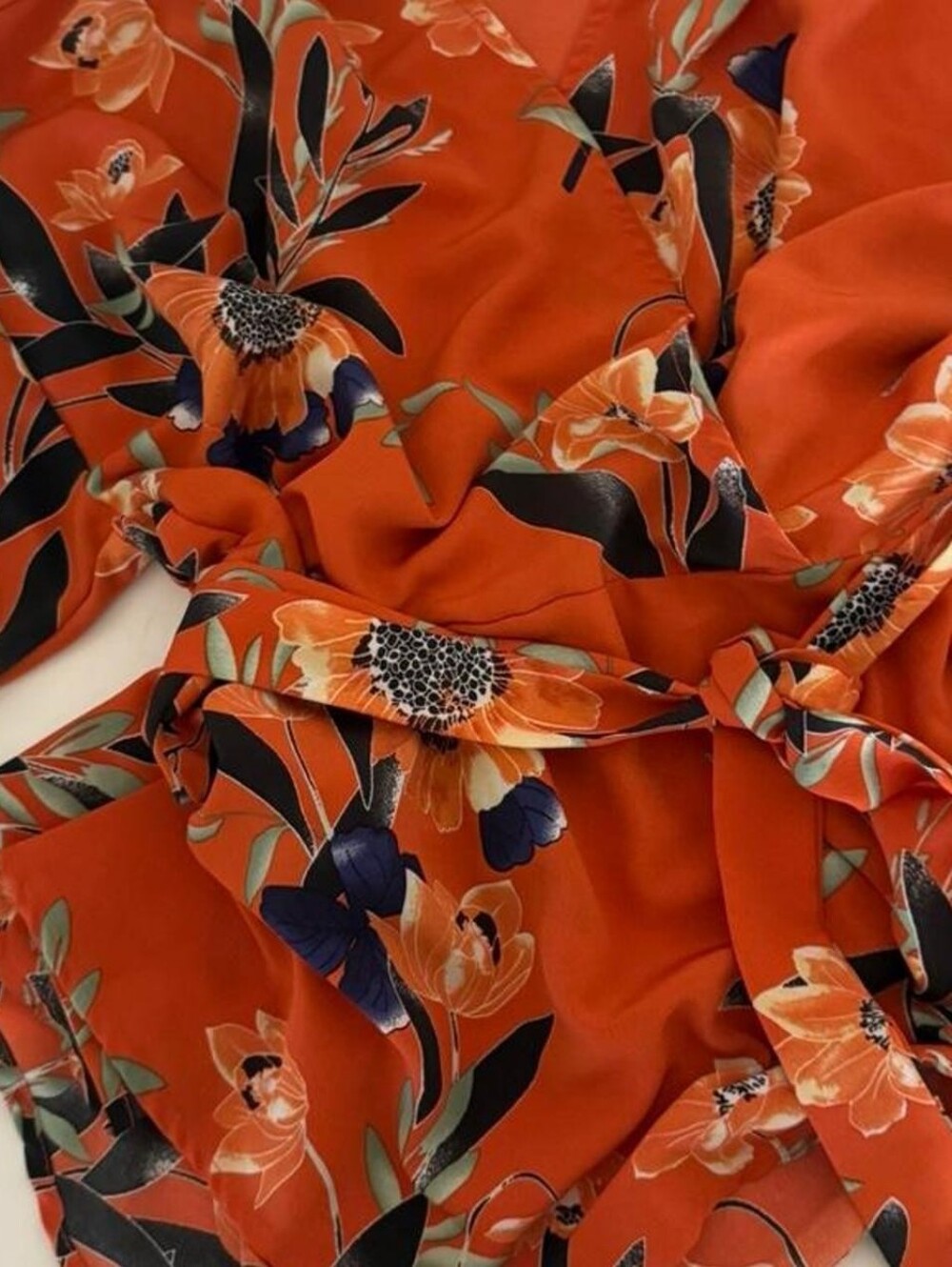 Floral Kimono Style Shirt in Vibrant Orange